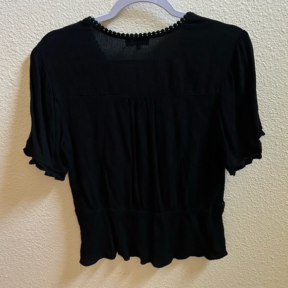1. State Black Puff Sleeve Peplum Blouse - Picture 5 of 5